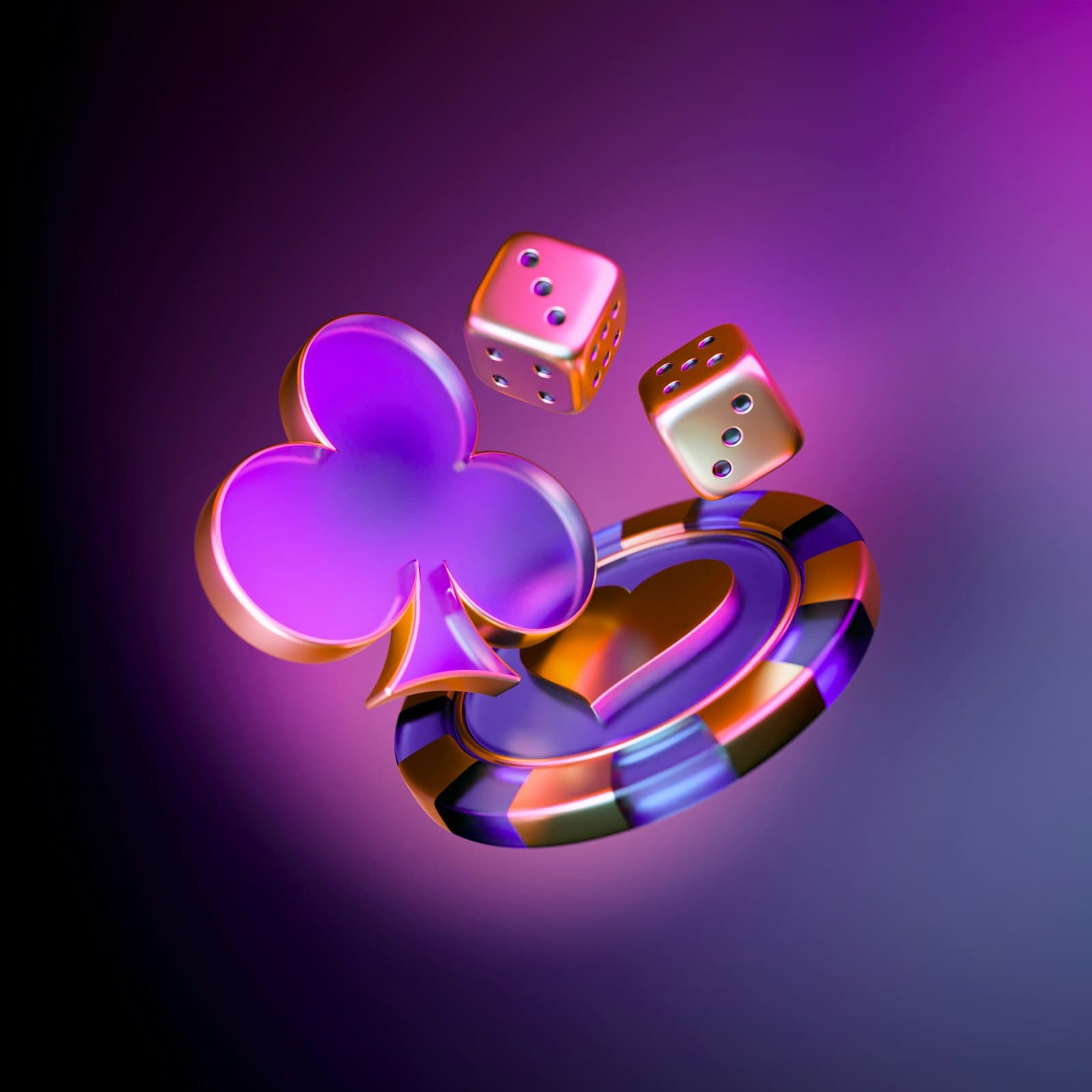 Glowing club symbol with dice